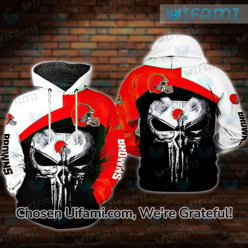 Cleveland Browns Mens Hoodie 3D Graceful Punisher Skull Cleveland Browns Gift