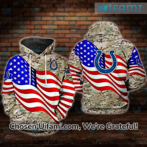 Colts Military Hoodie 3D Latest Camo USA Flag Indianapolis Colts Gift