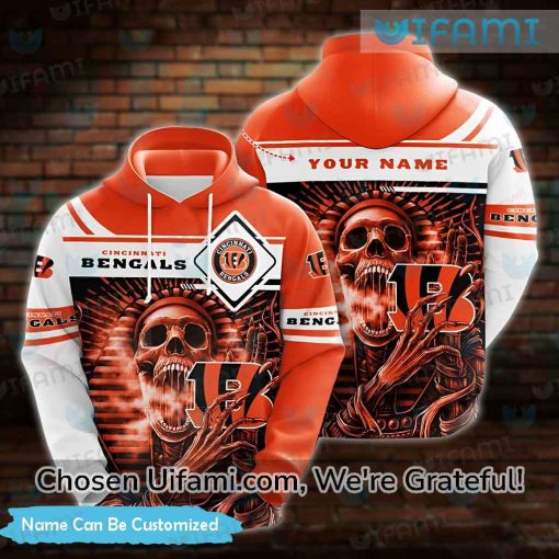 Custom Bengals Hoodie Zip Up 3D Skull Cincinnati Bengals Gift