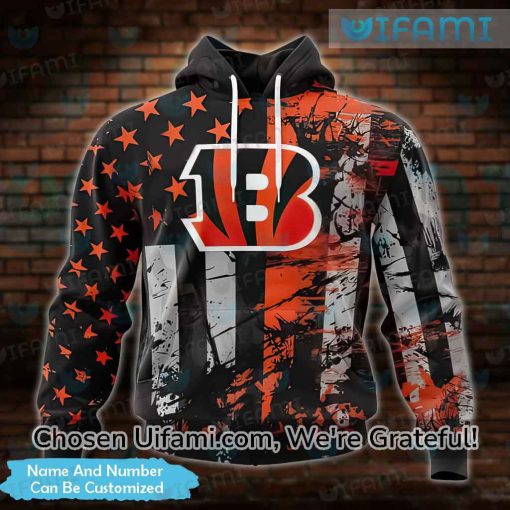 Custom Bengals Zip Up Hoodie 3D Gorgeous USA Flag Cincinnati Bengals Gift