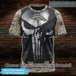 Custom Broncos Graphic Tee 3D Glamorous Punisher Skull Camo Denver Broncos Gift Best selling