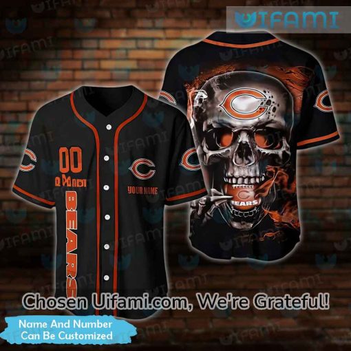 Custom Chicago Bears Baseball Jersey Skull Detailed Chicago Bears Gifts For Her