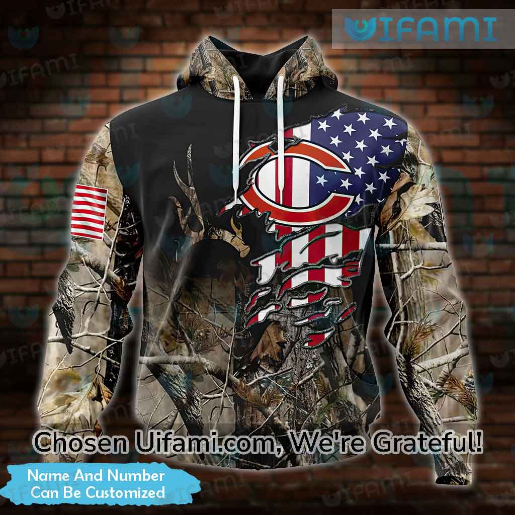 Custom Chicago Bears Hoodie Mens 3D Tree Covered USA Flag Chicago Bears  Gift - Personalized Gifts: Family, Sports, Occasions, Trending