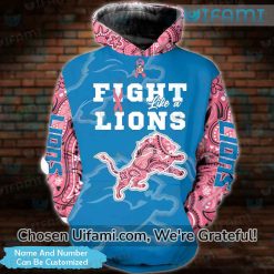 Custom Detroit Lions Zip Up Hoodie 3D Fight Like A Lions Detroit Lions Gift