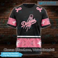 Custom Dodgers Shirt Mens 3D Creative Breast Cancer LA Dodgers Gifts For Him