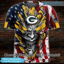 Custom Green Bay Packers Shirts Mens 3D Demon USA Flag Packers Gift
