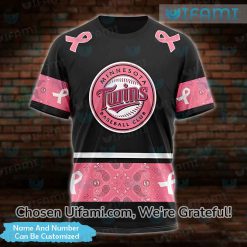 Custom MN Twins T-Shirt 3D Memorable Breast Cancer Minnesota Twins Gift Ideas