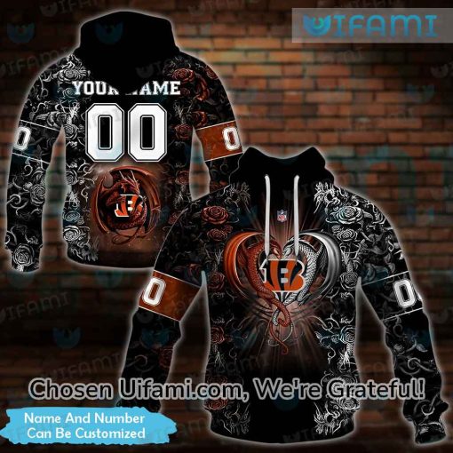 Custom Mens Bengals Hoodies 3D Dragon Cincinnati Bengals Gift