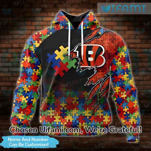 Custom Mens Cincinnati Bengals Hoodie 3D New Autism Bengals Christmas Gifts