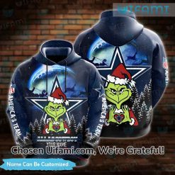 Custom Mens Dallas Cowboys Zip Up Hoodie 3D Fun-loving Grinch Christmas NFL Cowboys Gifts