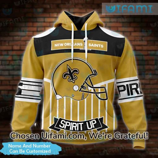 Custom Mens New Orleans Saints Hoodie 3D Cheerful Spirit Up Saints Gifts For Her