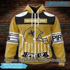 Custom Mens New Orleans Saints Hoodie 3D Cheerful Spirit Up Saints Gifts For Her