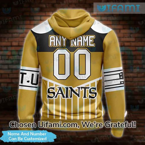 Custom Mens New Orleans Saints Hoodie 3D Cheerful Spirit Up Saints Gifts For Her