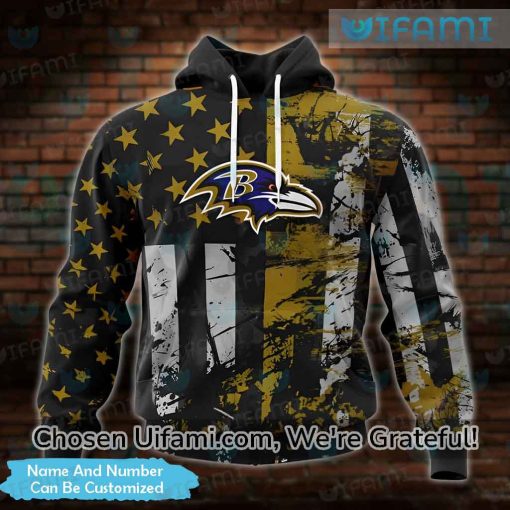 Custom Mens Ravens Hoodie 3D Amazing USA Flag Baltimore Ravens Christmas Gifts