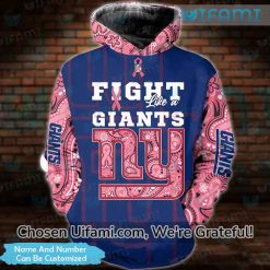 Custom NY Giants Cancer Hoodie 3D Funny Fight Like A Giants New York Giants Gift