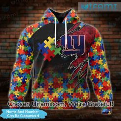 Custom NY Giants Zip Up Hoodie 3D Glamorous Autism New York Giants Gift