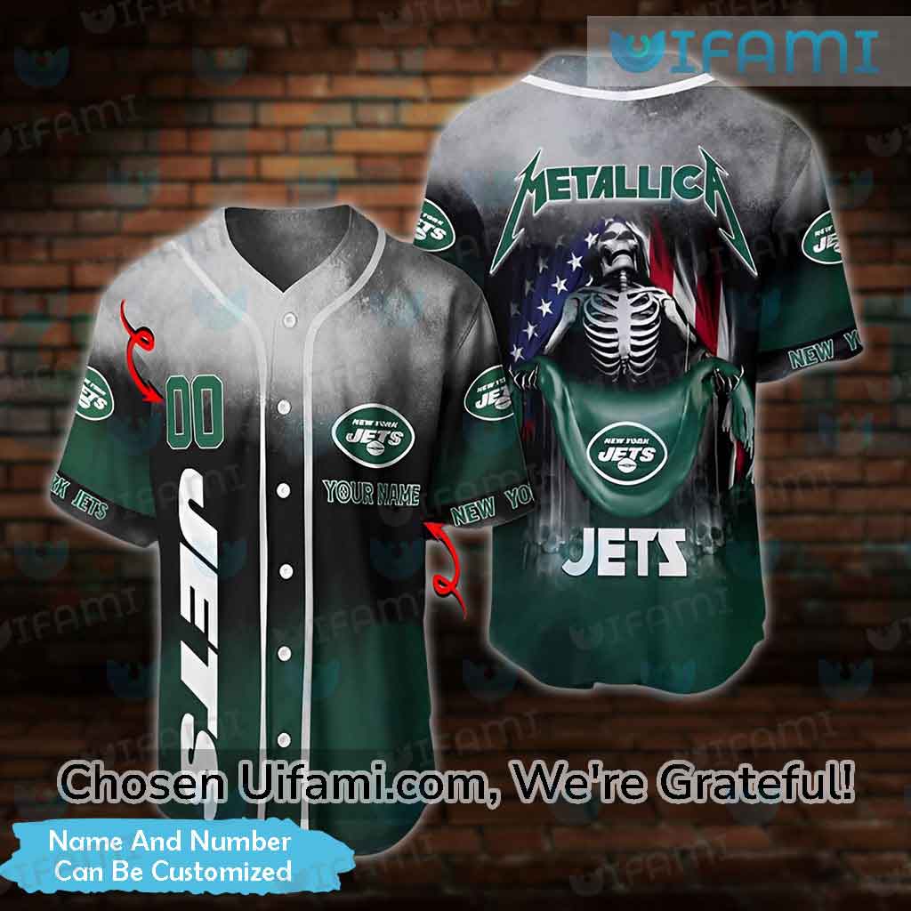 Custom NY Jets Baseball Jersey Skeleton USA Flag Metallica New York Jets  Gift - Personalized Gifts: Family, Sports, Occasions, Trending