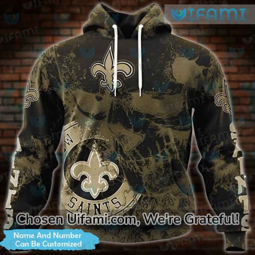 Custom New Orleans Saints Zip Up Hoodie 3D Skull Saints Christmas Gifts