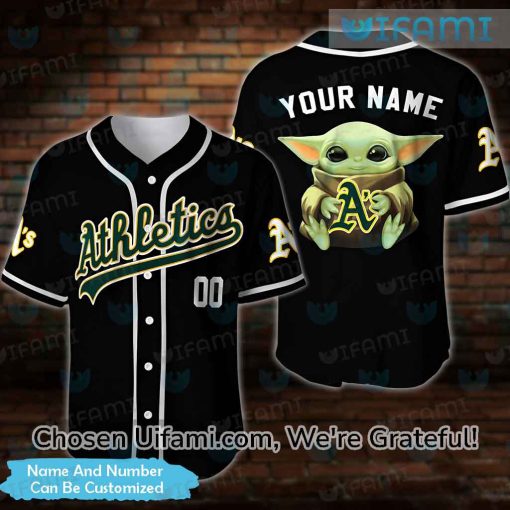 Custom Oakland A’S Jersey Terrific Baby Yoda Oakland Athletics Gifts