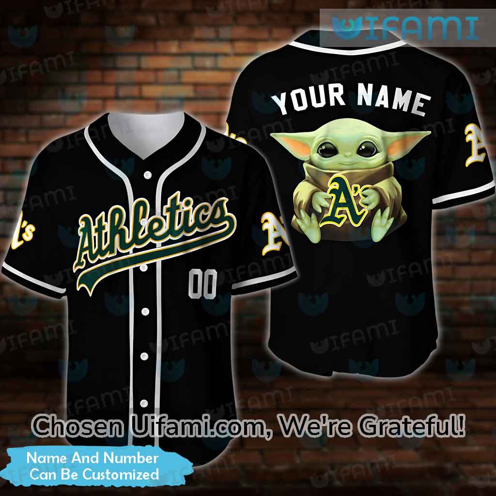 Custom Oakland A'S Jersey Terrific Baby Yoda Oakland Athletics