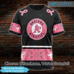 Custom Oakland Athletics Shirt 3D Wondrous Breast Cancer Oakland AS Gifts