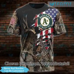 Custom Oakland Athletics T Shirt 3D Best selling Hunting Camo USA Flag Oakland AS Gifts Best selling