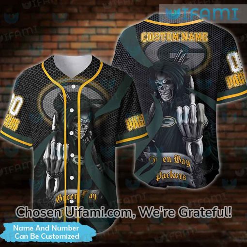 Custom Packers Baseball Jersey Grim Reaper Unique Green Bay Packers Gifts