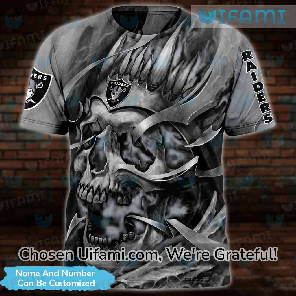 Custom Raiders T-Shirt 3D Attractive Skull Las Vegas Raiders Gifts -  Personalized Gifts: Family, Sports, Occasions, Trending