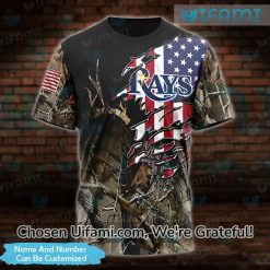 Custom Tampa Rays Shirt 3D Eye-opening Hunting Camo USA Flag Tampa Bay Rays Gifts