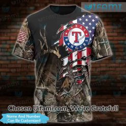 Custom Texas Rangers Shirt 3D Hunting Camo USA Flag Texas Rangers Gift