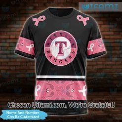 Custom Texas Rangers T-Shirt 3D Breast Cancer Unique Texas Rangers Gifts
