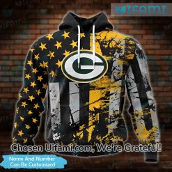 Custom Womens Green Bay Packers Zip Up Hoodie 3D Valuable USA Flag Packers Gift