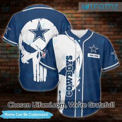 Dallas Cowboys Baseball Style Jersey Punisher Skull Cheap Custom Dallas Cowboys Fathers Day Gifts