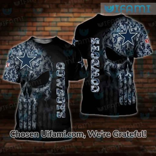 Dallas Cowboys Camo Shirt 3D Cheerful Punisher Skull Gift For Dallas Cowboy Fan