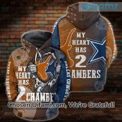 Dallas Cowboys Hoodie 3XL 3D Longhorns My Heart 2 Chambers Unique Dallas Cowboys Gifts
