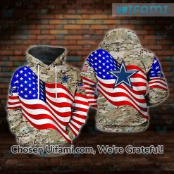 Dallas Cowboys Military Hoodie 3D Detailed Camo USA Flag Cowboys Birthday Gifts