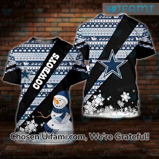 Dallas Cowboys Shirt Men 3D Snowman Christmas Cowboys Gift