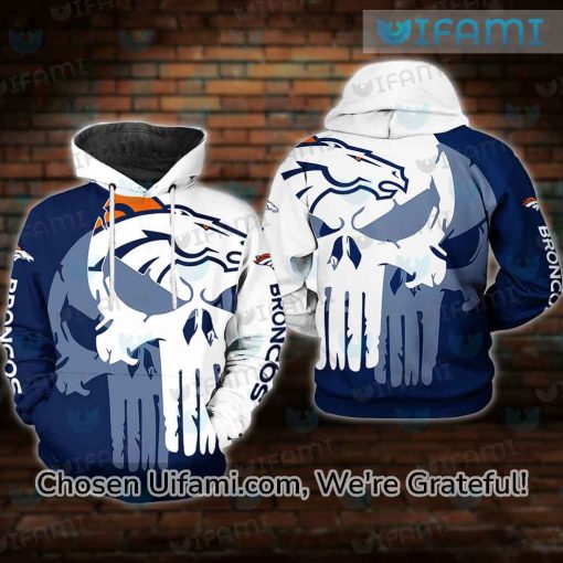 Denver Broncos Hoodie Mens 3D Awe-inspiring Punisher Skull Broncos Christmas Gifts