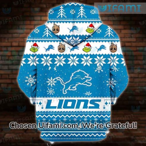 Detroit Lions Hoodie 3D Groot Grinch Christmas Detroit Lions Gift