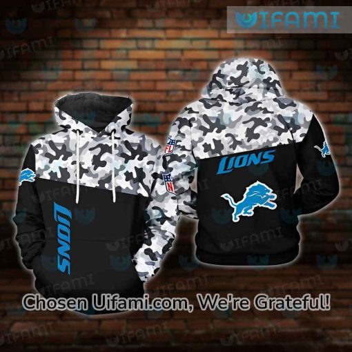 Detroit Lions Military Hoodie 3D Spectacular Camo Gifts For Detroit Lions Fans