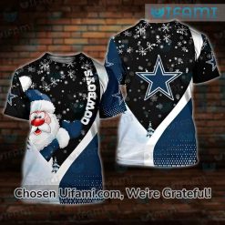 Funny Dallas Cowboys Shirt 3D Santa Claus Christmas Cowboys Gift