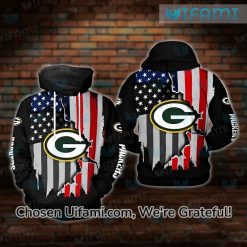 Green Bay Packers Zip Up Hoodie 3D Superb USA Flag Gifts For Packers Fans