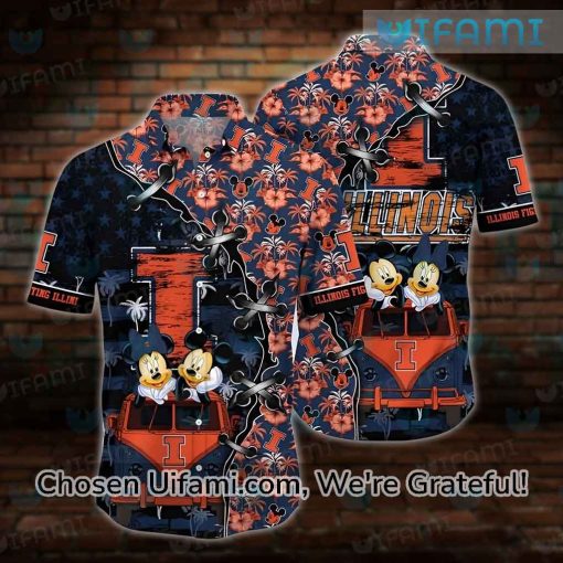 Illinois Illini Hawaiian Shirt Mickey Minnie Illinois Illini Gift