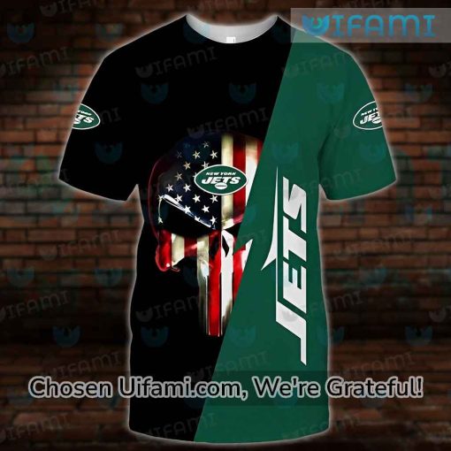 Jets T-Shirt 3D Playful Punisher Skull USA Flag NY Jets Gift