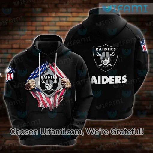 Las Vegas Raiders Hoodie 3D Basic USA Flag Black Raiders Gift