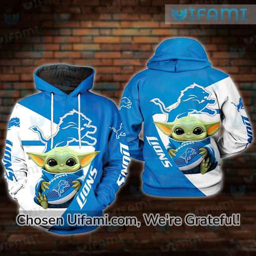 Lions Zip Up Hoodie 3D Impressive Baby Yoda Unique Detroit Lions Gifts