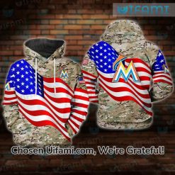 Marlins Hoodie 3D Alluring USA Flag Camo Miami Marlins Gifts