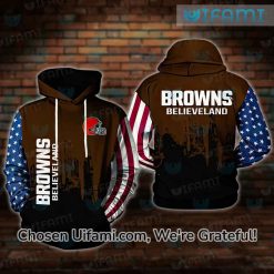 Men Cleveland Browns Hoodie 3D Awe-inspiring USA Flag Browns Gift