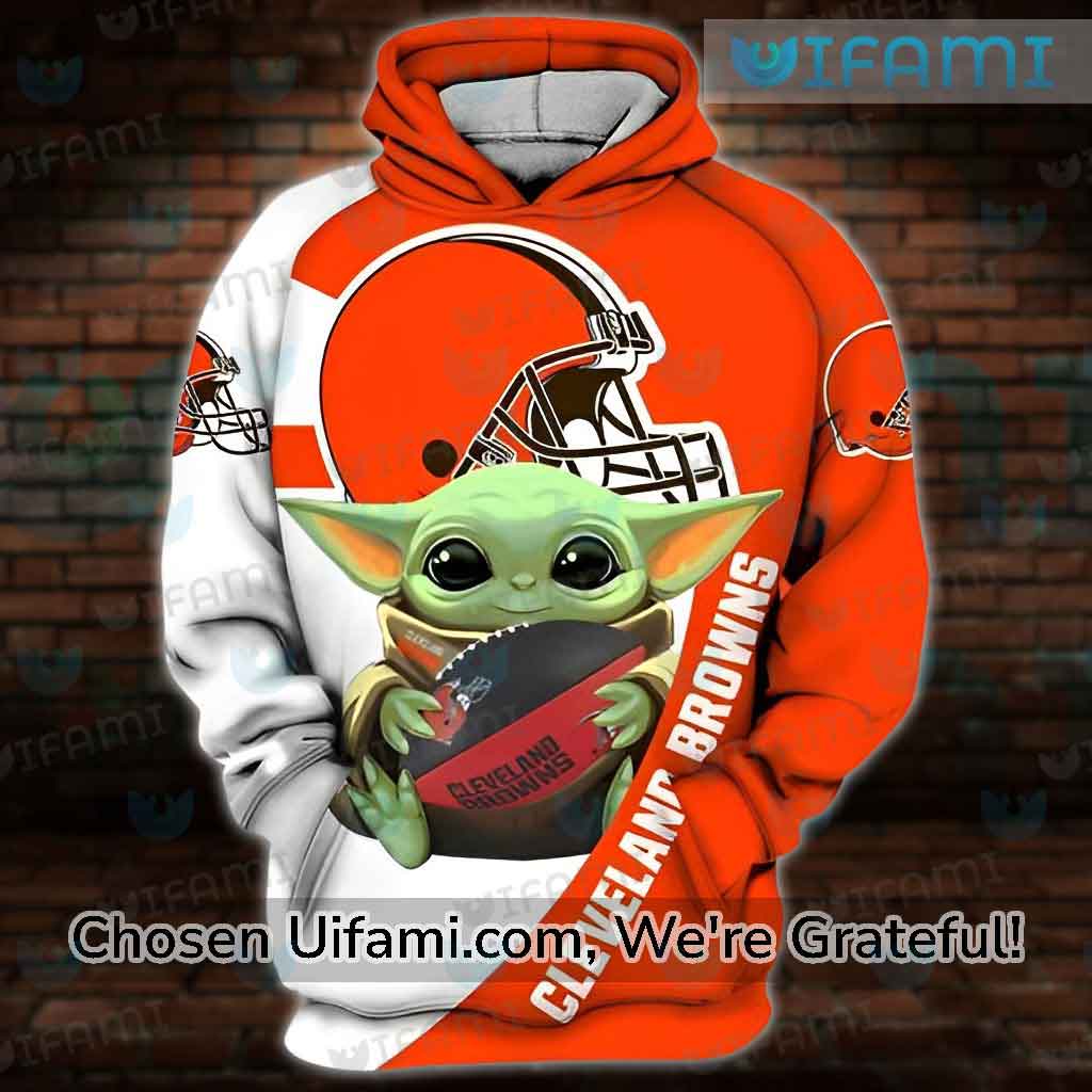 Men Cleveland Browns Hoodie 3D Fascinating Baby Yoda Cleveland Browns Gift  - Personalized Gifts: Family, Sports, Occasions, Trending