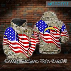 Mens Chargers Hoodie 3D Shocking Camo USA Flag Los Angeles Chargers Gifts
